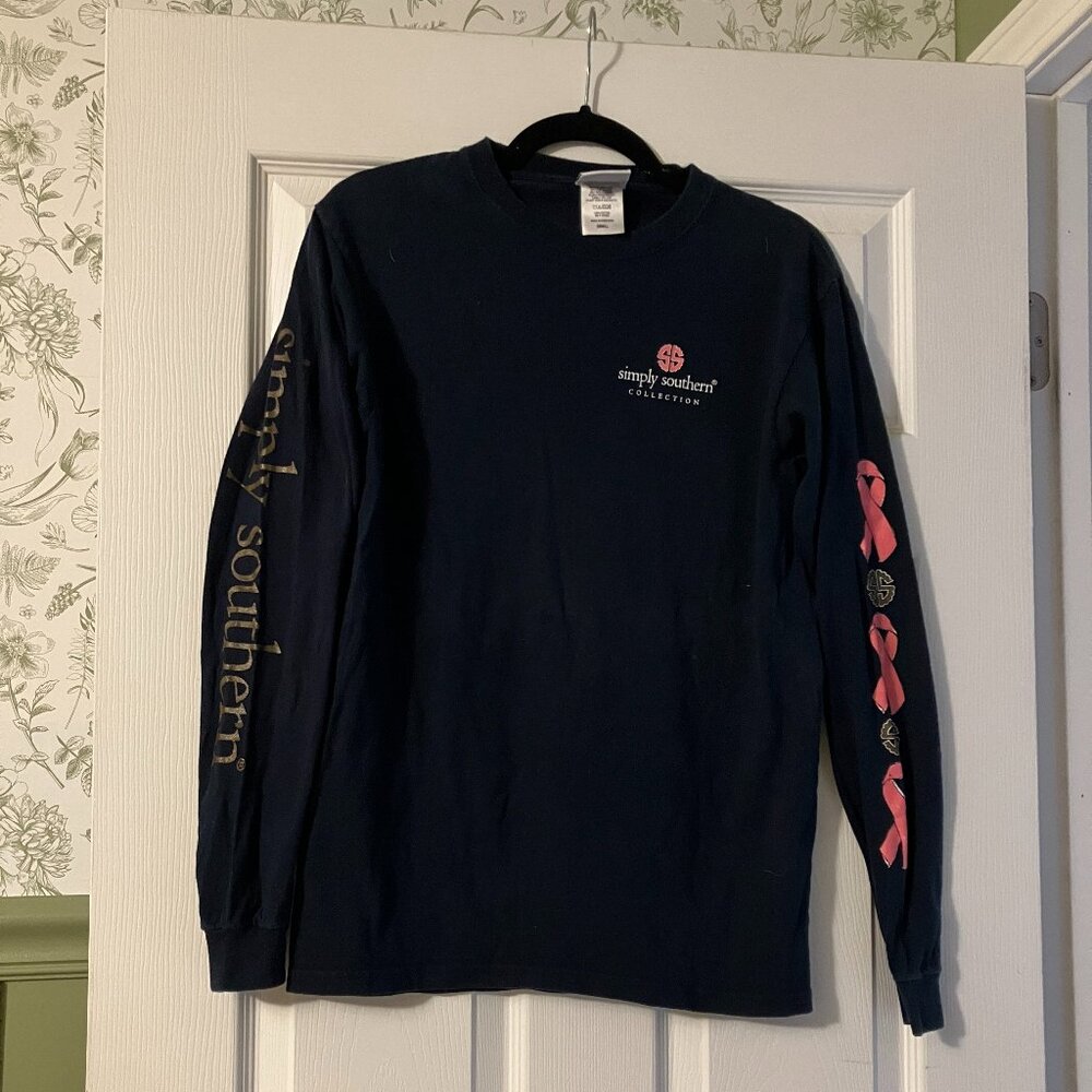 Simply Southern Navy Sock it to Cancer Long Sleeve Shirt
